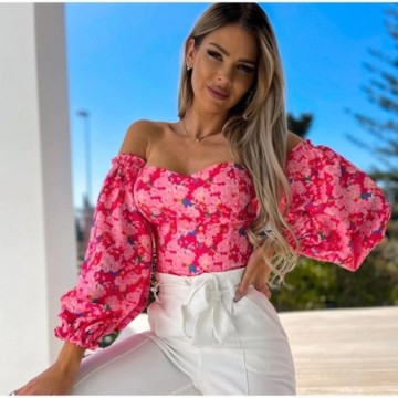 Blusa Feminina Estampada de Mangas Solta Florida Bevelie