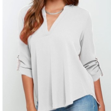 Blusa Feminina Manga Cumprida Lisa Chiffon Bevelie