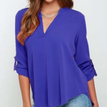 Blusa Feminina Manga Cumprida Lisa Chiffon Bevelie