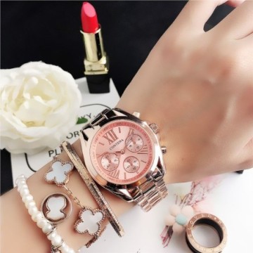 Relógios Feminino Luxuoso Com Pulseira Prata Com Calendário
