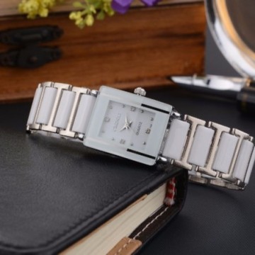 Relógios Feminino Pulseira Elegante Quadrado Branco Bevelie