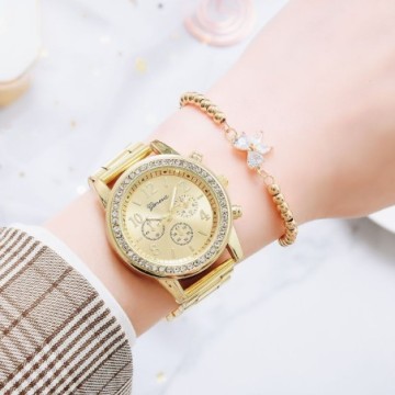 Relógios Feminino Prata Com Pulseira Brilhantes Casual Bevelie