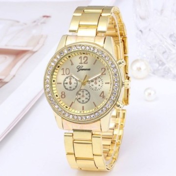 Relógios Fashion Feminino Dourado Mulheres Casual Bevelie