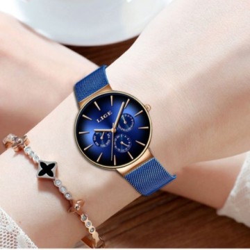 Relógios Feminino Luxuoso Pulseira Preta Casual Bevelie