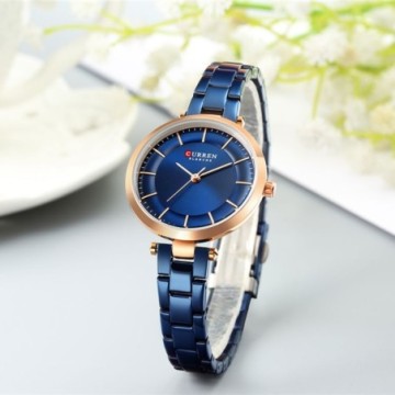 Relógios Feminino Curren Aço Azul Elegante Fino