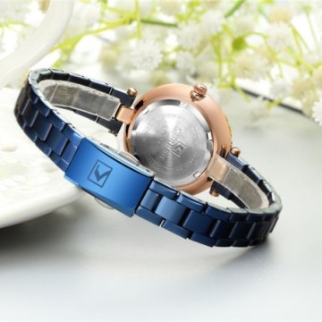 Relógios Feminino Curren Aço Azul Elegante Fino Bevelie