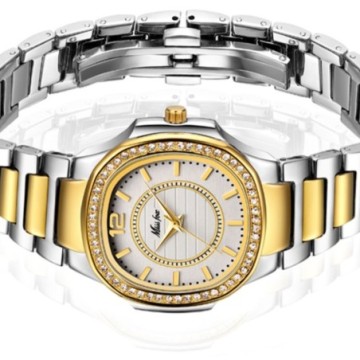 Relógios Feminino Prata Luxo de Marca Diamante Elegante Bevelie