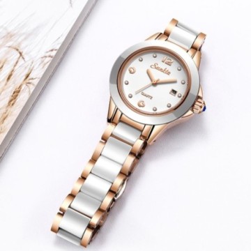 Relógios Feminino Prata Estiloso Dourado Aprova de Água Original Bevelie