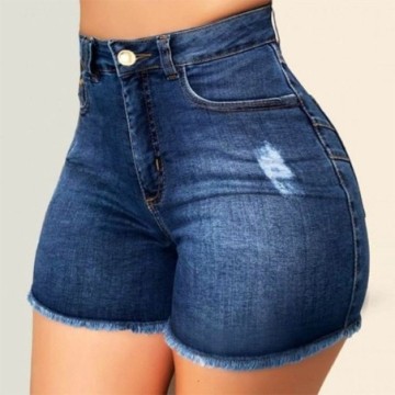 Short Feminino Jeans Cintura Alta Slim Rasgado de verão Jutebriyo