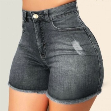 Short Feminino Jeans Cintura Alta Slim Rasgado de verão Jutebriyo Bevelie