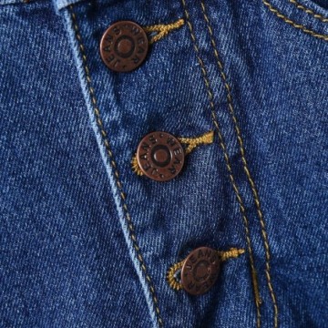 Short Jeans Feminino Cintura Alta Multe Botões Rasgado Casual Bevelie