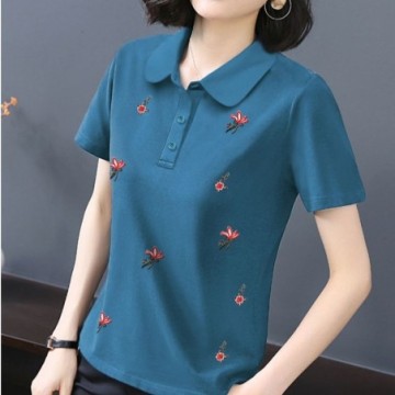 Camisa Polo Com Estampa Feminina Casual Manga Curta Bevelie