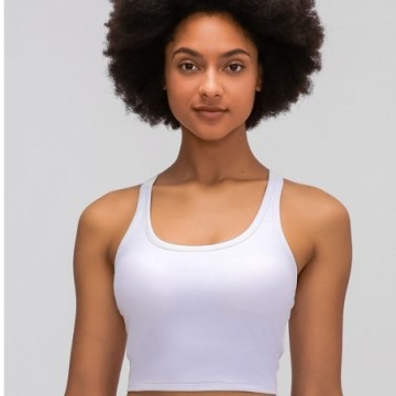 Camiseta Regata Curta Com Alcinha Elástica de Yoga Feminina Bevelie
