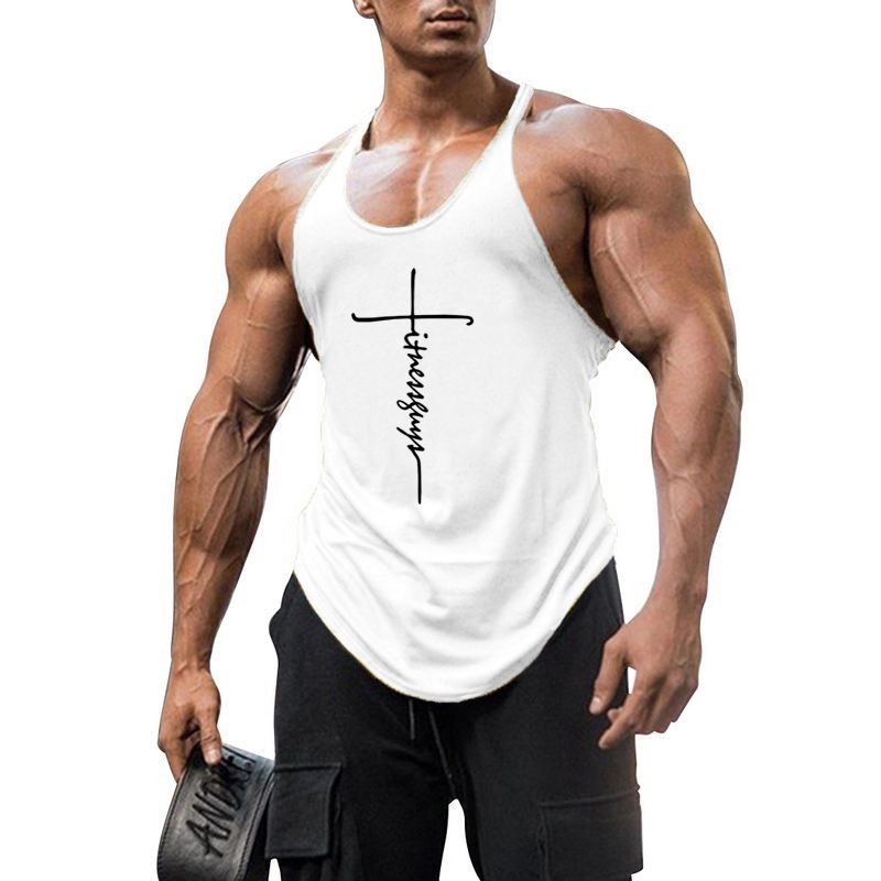 Camiseta Regata Confortável Fitness Com Estampa Frase Top Masculina Sportswear de Treino