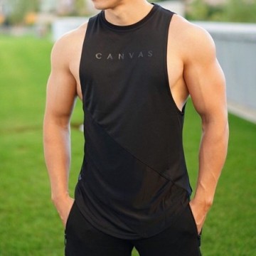 Camiseta Regata Com Recortes Masculina de Verão Fitness Bevelie