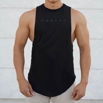 Camiseta Regata Com Recortes Masculina de Verão Fitness Bevelie