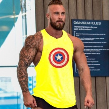 Camiseta Regata Masculina Capitão América Estampada  de Treino Esportiva Bevelie