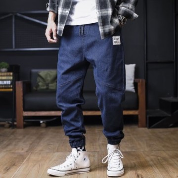Calça Jeans Masculina Harém Streetwear Solta Com Estilo Hip Hop Estampada Bevelie