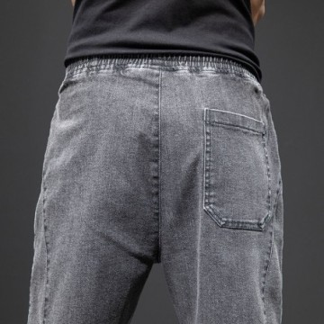 Calça Jogger Jeans Harém Masculina Com Estilo Streetwear Elástica Bevelie