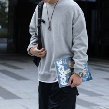 Blusão Em Moletom Casual Solto Masculino Streetwear Básico Confortável de Manga Longa Moda Inverno Bevelie