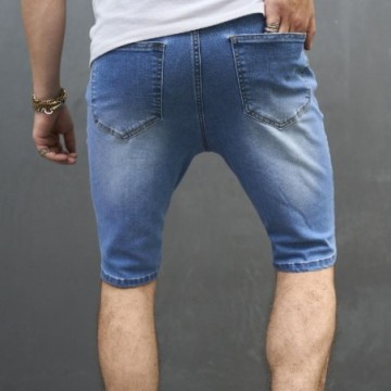 Bermuda Jeans Casual Rasgada Desfiada Masculina Com Bolso Estilo Verão Bevelie
