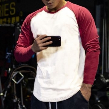 Camiseta Casual Masculina Esportiva Fitness Com Manga Longa de Inverno Bevelie