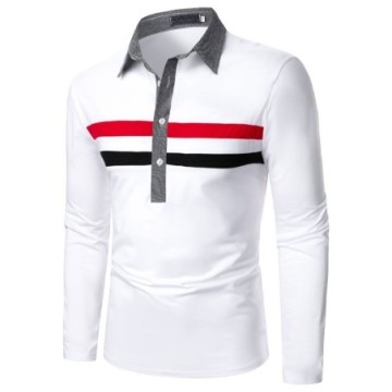 Camiseta Masculina Gola Polo Com Botões Manga Longa Estilo Invernal Bevelie