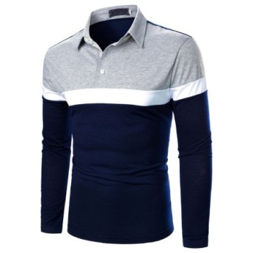 Camiseta Masculina Gola Polo Com Botões Manga Longa Estilo Invernal Bevelie