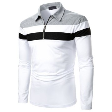 Camiseta Masculina Gola Polo Com Botões Manga Longa Estilo Invernal Bevelie