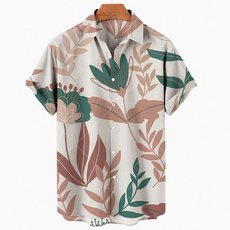 Camisa Havaiana Floral Masculina Estampada Manga Curta de Botões