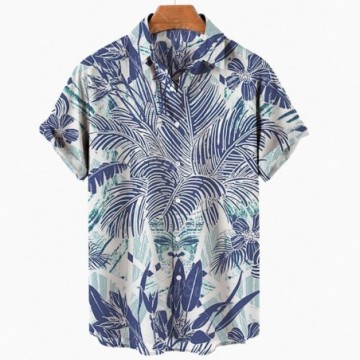 Camisa Havaiana Floral Masculina Estampada Manga Curta de Botões Bevelie