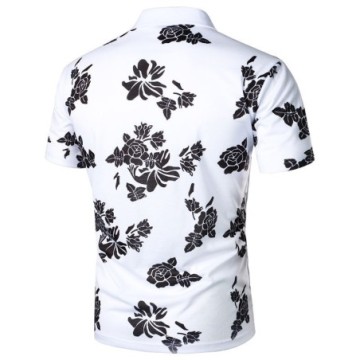 Camisa Gola Polo Casual Estampada Floral de Manga Curta Estilo Verão Bevelie