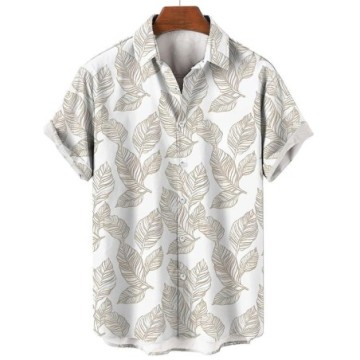 Camisa Masculina Estampada Floral para o Verão com Mangas Curtas Bevelie