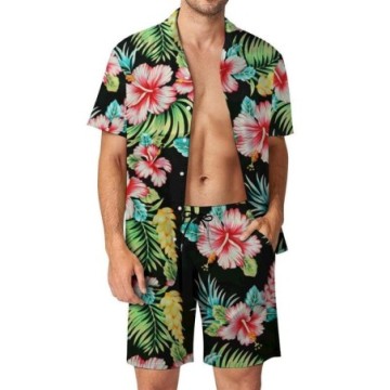 Conjunto de Praia Com Camisa Polo Floral e Short Casual de Verão Bevelie