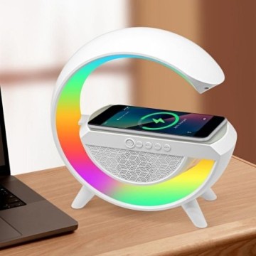 Caixa de Som Bluetooth com Carregador Sem Fio e Luz RGB