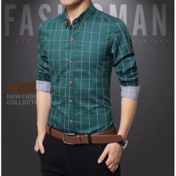 Camisa Masculina Casual De Manga Cumprida Com Estampa Xadrez Plus Size Bevelie