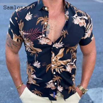 Camisa Masculina Listrada Estilosa Moda Havaiana Com Fechamento Em Botões Bevelie