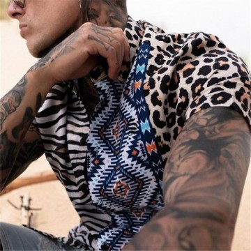 Camisa Pulôver Masculina Com Estampa de zebra Moda 2021 de Férias Praia Casual Flashion Bevelie