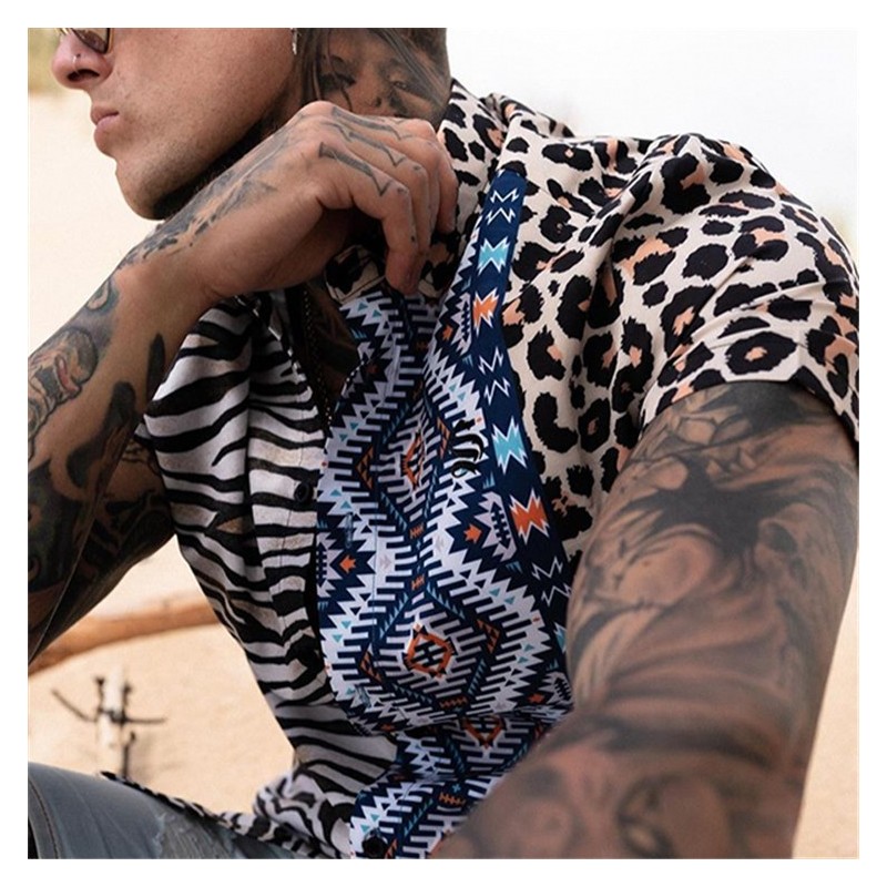 Camisa Pulôver Masculina Com Estampa de zebra Moda 2021 de Férias Praia Casual Flashion Bevelie