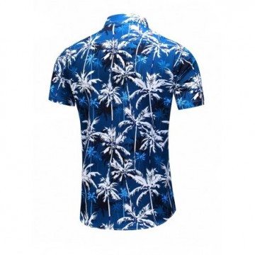 Camisa Masculina de Manga Curta Casual Com Estilo Havaiana Moda Floral Estampada Bevelie