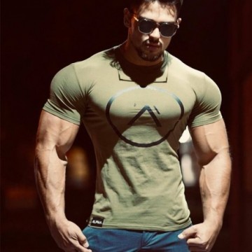 Camiseta Masculina de Manga Curta Esportiva Impressa Com Alta Qualidade Estampada Tops Fitness Bevelie