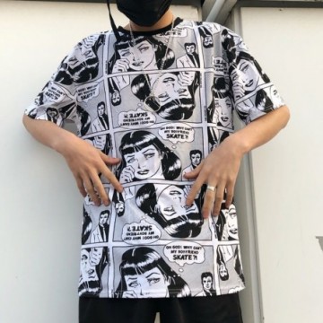 Camiseta Masculina Grande Coreana Estilosa de Manga Curta dos Jovens Para Todas Ocasiões Bevelie