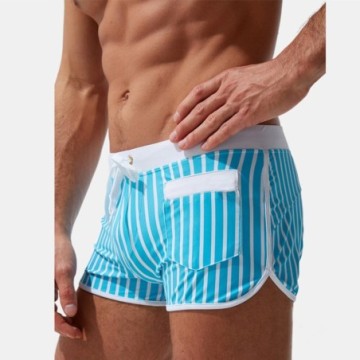 Short Listrado Curto Casual em Algodão de banho Praia Respirável Masculino Com Estilo Top Férias Fashion Bevelie