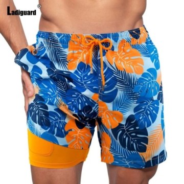 Short Estampado Moderno Casual Florido de Praia Plus Size Curto Bonito Bevelie