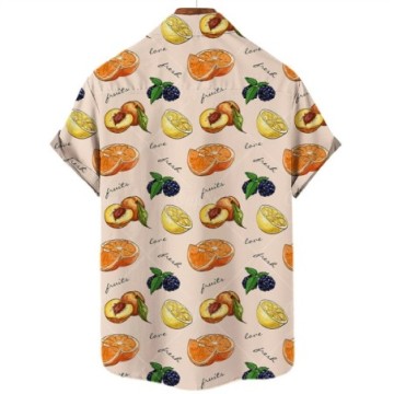 Camisa Masculina Com Estampa de Fruta Florida Casual Com Botões Solta Bevelie