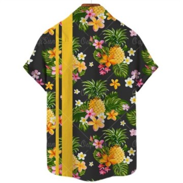 Camisa Masculina Com Estampa de Fruta Florida Casual Com Botões Solta Bevelie