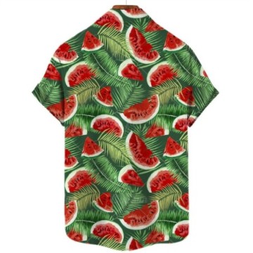 Camisa Masculina Com Estampa de Fruta Florida Casual Com Botões Solta Bevelie