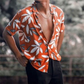 Camisa Havaiana Masculina Casual de Praia Moderna Com Botões Bevelie