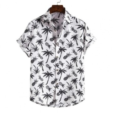 Camisa Havaiana Masculina Casual Listrada Com Estampa de Árvore Bevelie