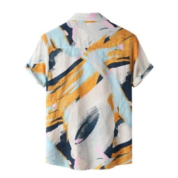 Camisa Masculina Havaiana Floral Moderna Com Impressão a Tinta Bevelie